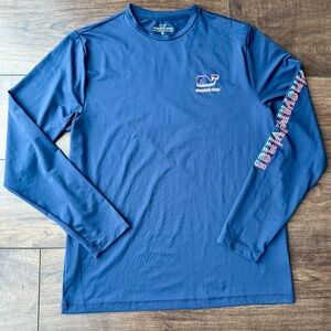 Vineyard Vines Boys XL Long Sleeve Performance Shirt - Vibrant Blue Whale Logo